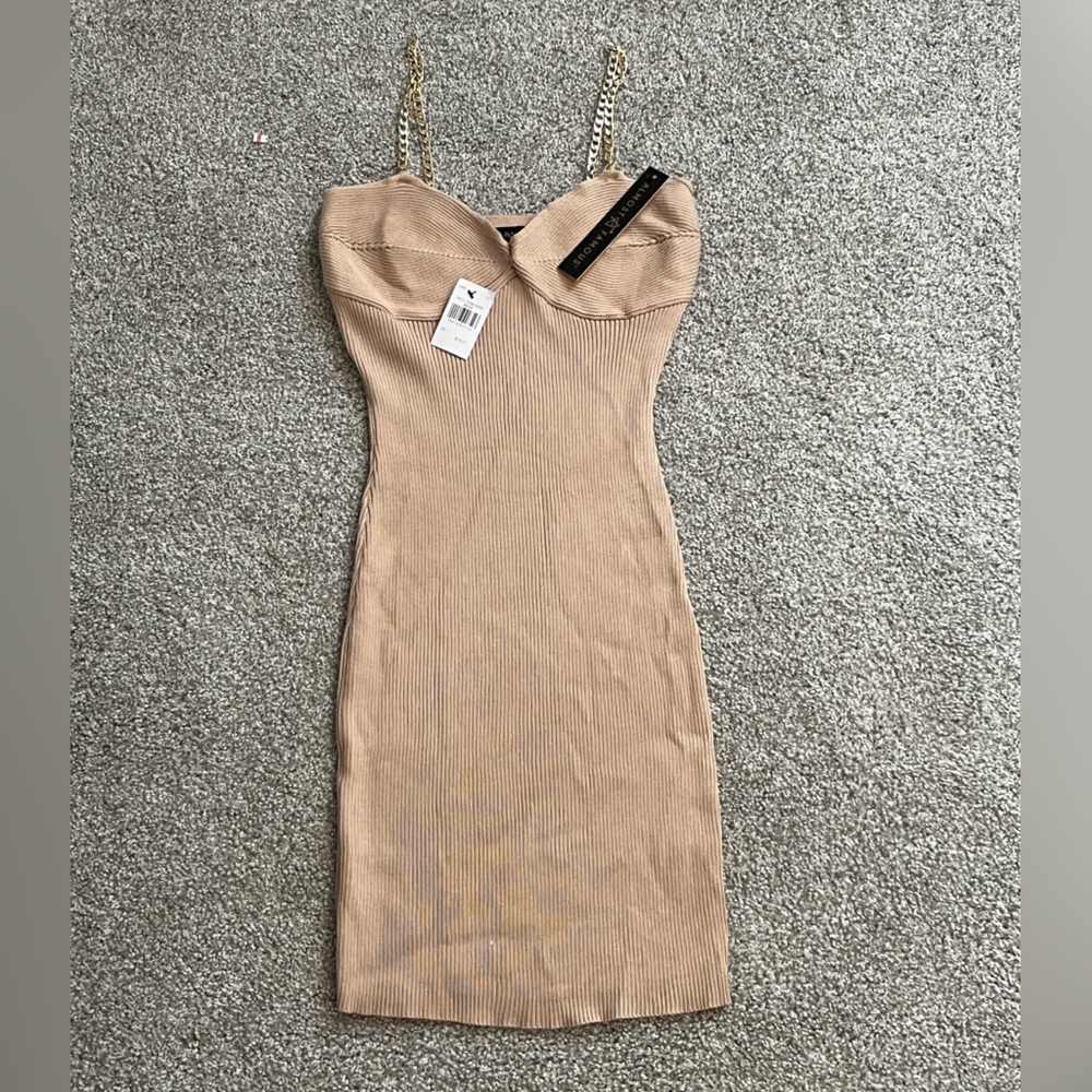 Bodycon Dress with Gold Straps